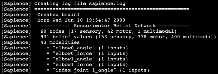 Example Sapience Brain log file (click to see complete file)