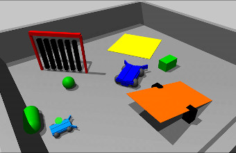 A simulated playground for curious robot exploration